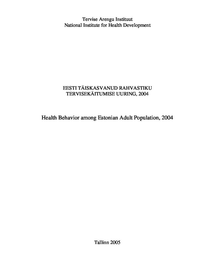 Eesti täiskasvanud rahvastiku tervisekäitumise uuring, 2004