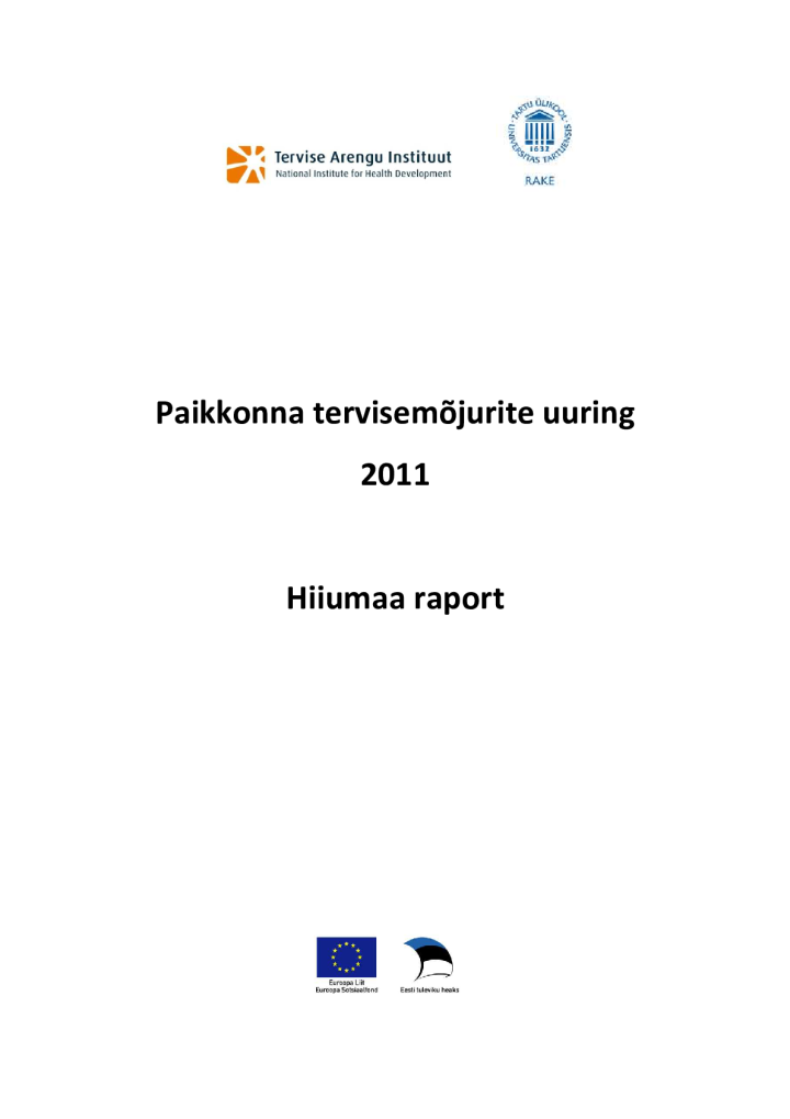 Paikkonna tervisemõjurite uuring 2011. Hiiumaa raport